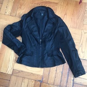 WHBM black peplum jacket size 6; stretchy sleeves